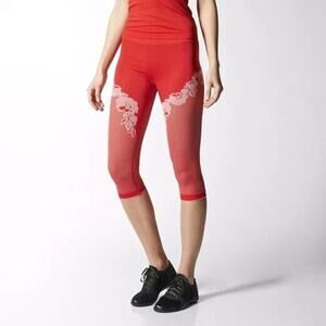 Adidas x Stella McCartney Red Floral Seamless Crop Yoga Pant‎ Tights Medium M
